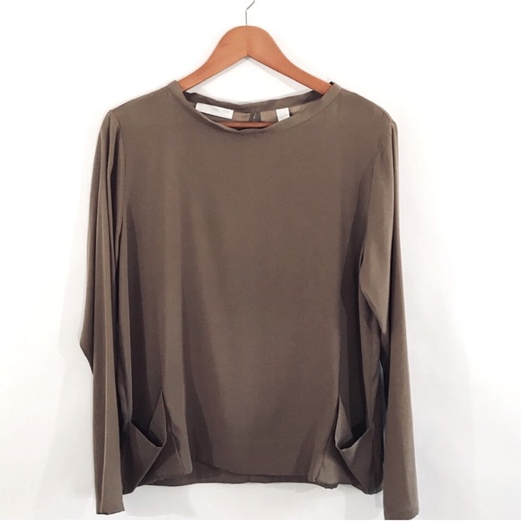 SIBEL SARAL Silk Brown Long Sleeve Relaxed Fit Top - Picture 5 of 8